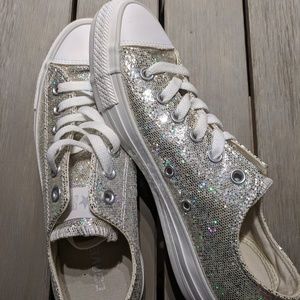 Converse silver glitter shoes -Size 8 womens